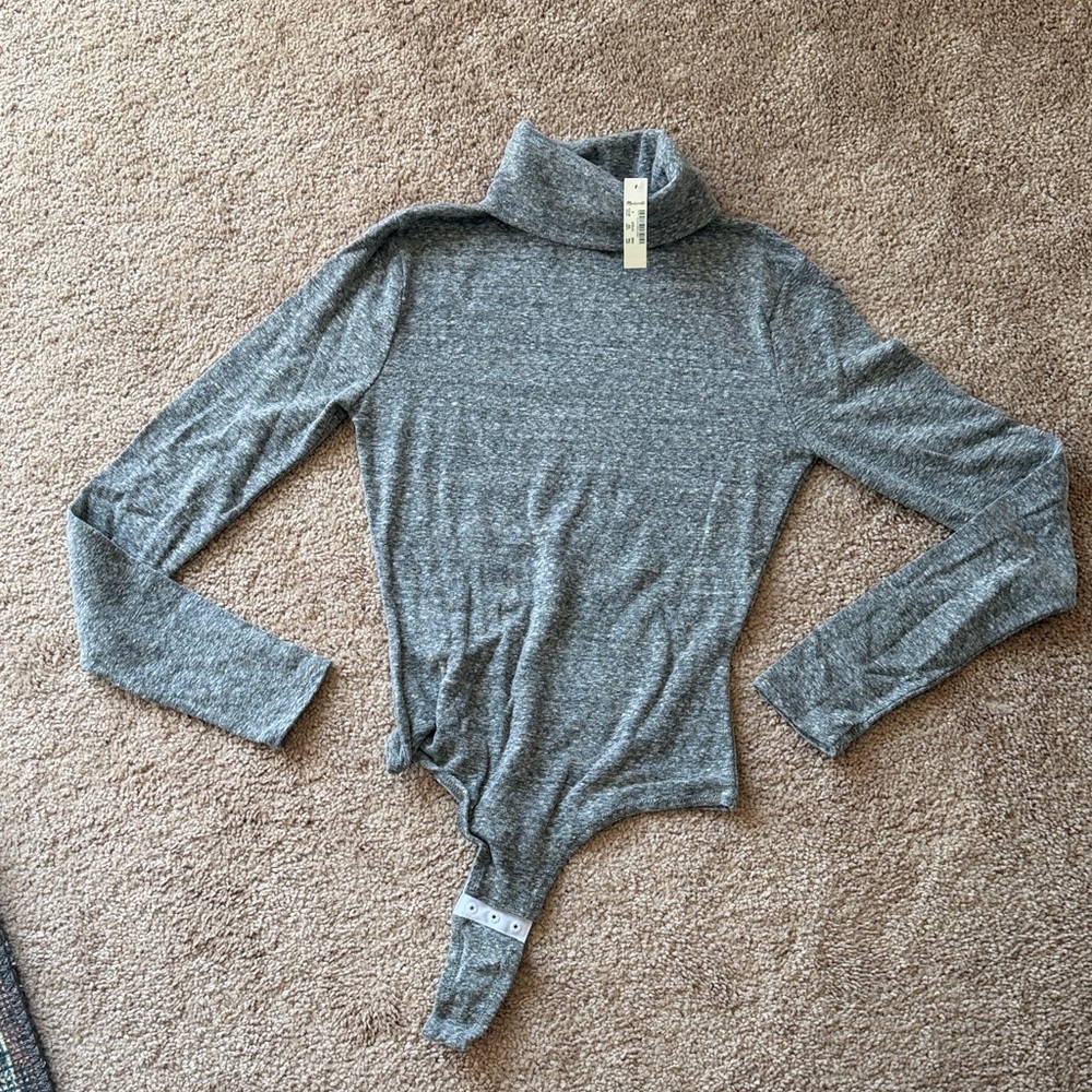 Madewell Heather Gray Turtleneck Bodysuit